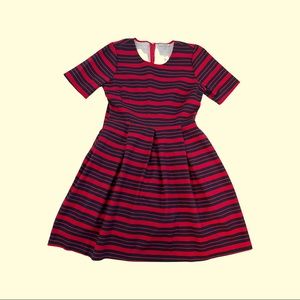 Red and navy blue striped dress WITH POCKETS
